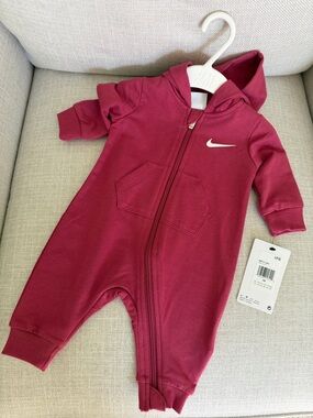 Nike Pink Zip-Up Baby One-Piece Romper